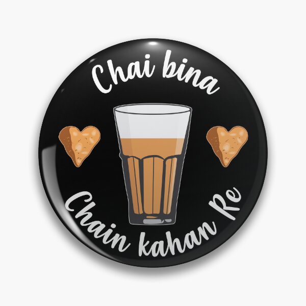 Item preview, Chai Bina Chain Kahan Hindi Quote Tea Glass Samosa Chutney designed and sold by alltheprints.