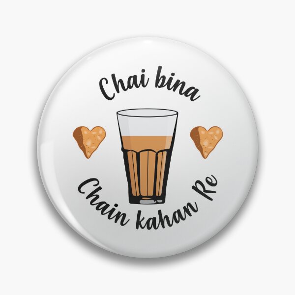 Item preview, Chai Bina Chain Kahan Hindi Quote Tea Glass Samosa Chutney designed and sold by alltheprints.