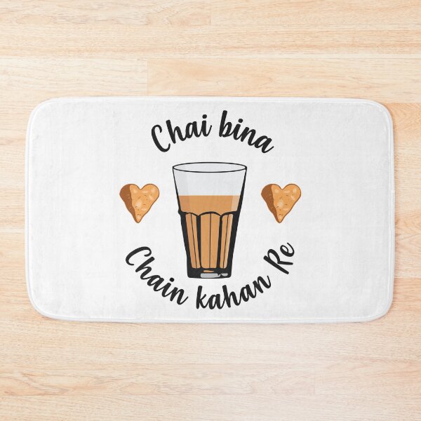 Item preview, Chai Bina Chain Kahan Hindi Quote Tea Glass Samosa Chutney designed and sold by alltheprints.