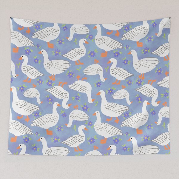 Item preview, Geese in The meadow - soft blues designed and sold by FrancesPoff.