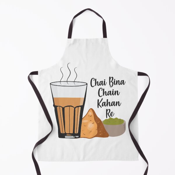 Item preview, Chai Bina Chain Kahan Hindi Quote Tea Glass Samosa Chutney designed and sold by alltheprints.