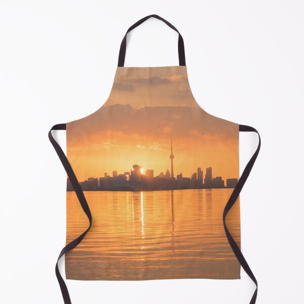 Item preview, Split Sun Disk - Happy Tangerine Sunrise Behind Toronto Skyline designed and sold by Georgia Mizuleva.