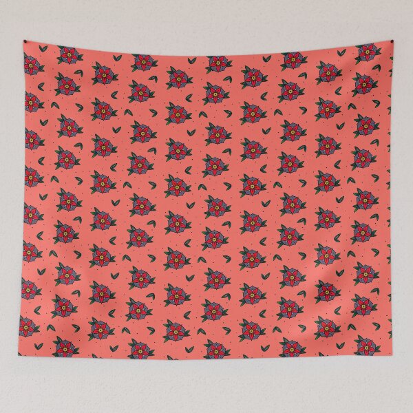 Item preview, Old School Tattoo Flower Pattern designed and sold by SoulArtLove.