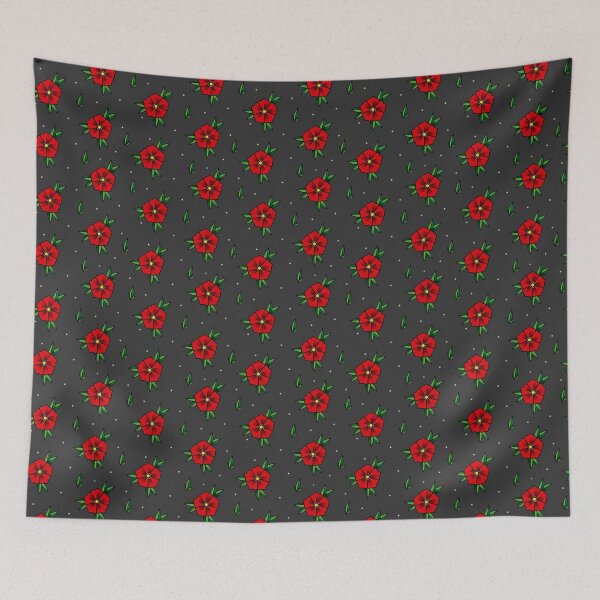 Item preview, Old School Tattoo Flower Pattern designed and sold by SoulArtLove.