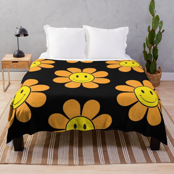 Item preview, Orange 70S Retro Funky Flower With A Yellow Smiley Face designed and sold by Overby Quintanilla.