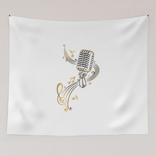 Item preview, Micro rétro avec notes de musique et clef. . classique designed and sold by JULIEANNE89.