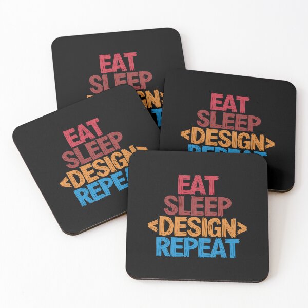 Item preview, Eat Sleep Design Repeat - Funny Retro Vintage Colors Typography Satire designed and sold by FunnyHomeQuotes.