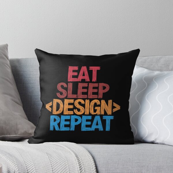 Item preview, Eat Sleep Design Repeat - Funny Retro Vintage Colors Typography Satire designed and sold by FunnyHomeQuotes.