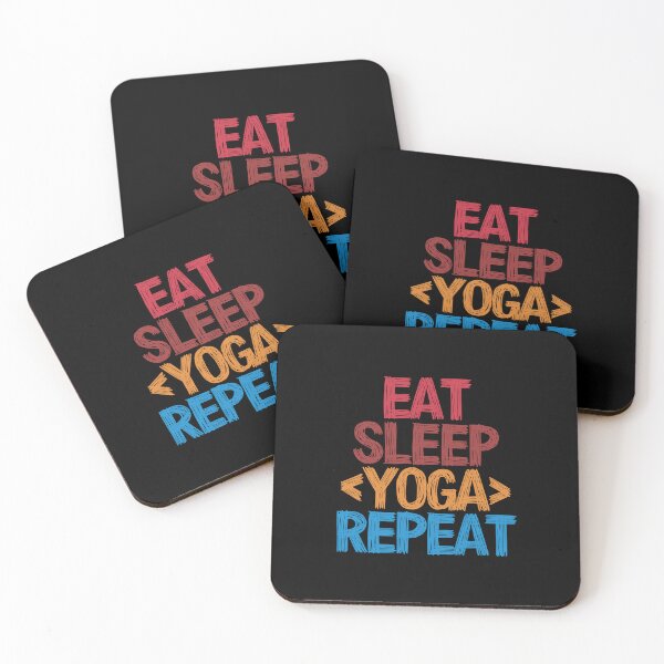 Item preview, Eat Sleep Yoga Repeat - Funny Retro Vintage Colors Typography Satire designed and sold by FunnyHomeQuotes.