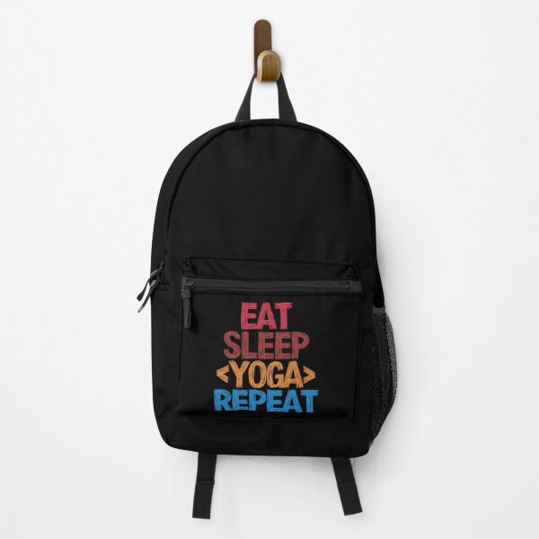 Item preview, Eat Sleep Yoga Repeat - Funny Retro Vintage Colors Typography Satire designed and sold by FunnyHomeQuotes.