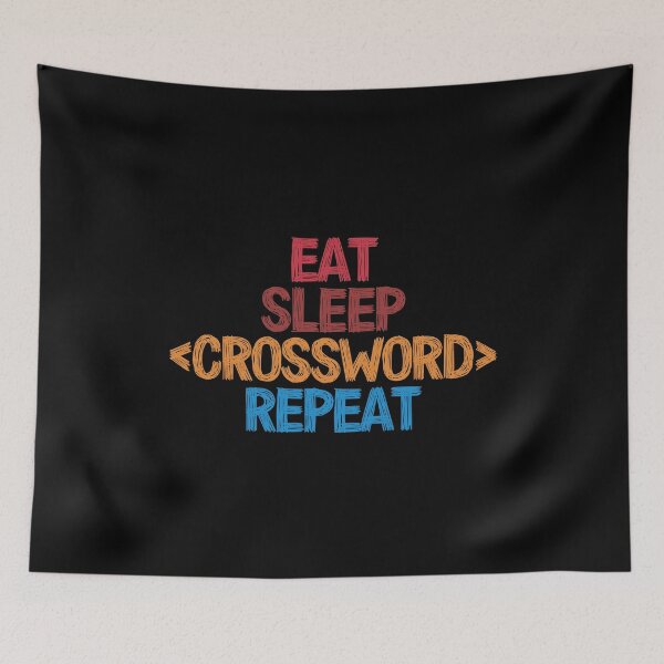 Item preview, Eat Sleep Crossword Repeat - Funny Retro Vintage Colors Typography Satire designed and sold by FunnyHomeQuotes.