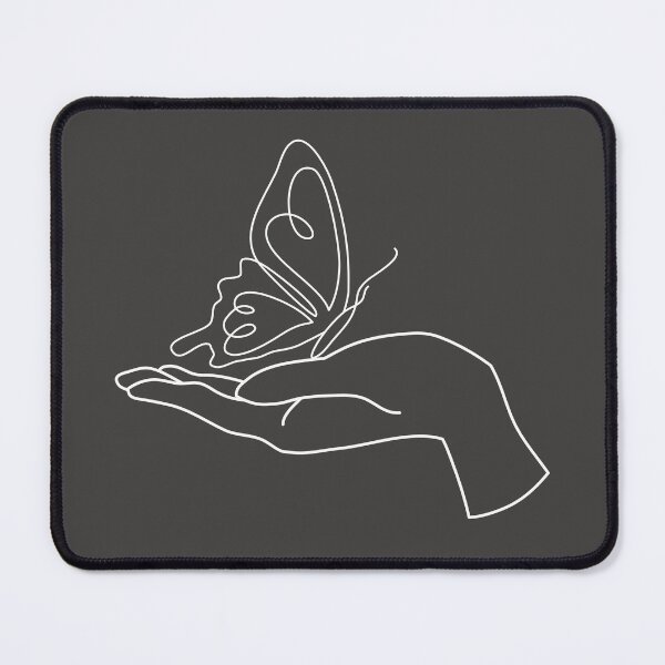Item preview, Life is Fragile - Minimalistic Line Art Butterfly on Hand Palm designed and sold by LamaraK.
