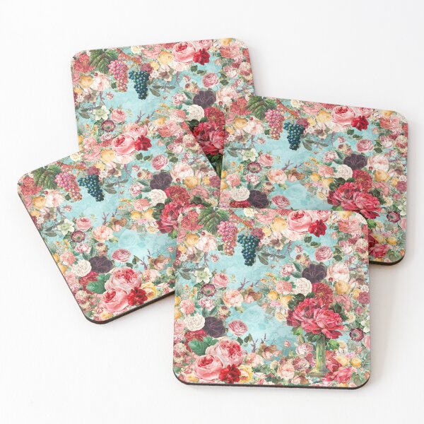 Item preview, Elegant Vintage flowers and roses garden shabby chic, vintage botanical, aqua blue floral pattern designed and sold by ZeinabTaha.