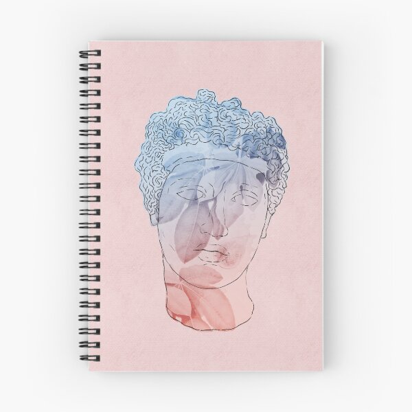 Item preview, Antique Roman head sculpture with pink and blue gradient and floral overlay. designed and sold by helga-wigandt.