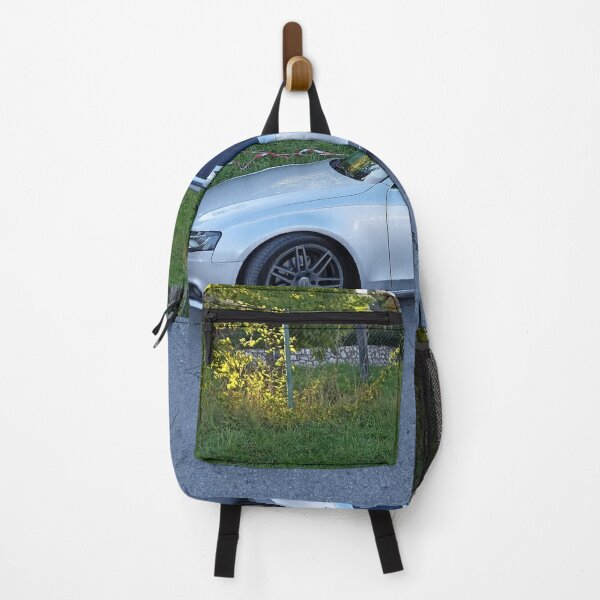 Dope Audi Car Canvas Teardrop Backpack with Leather Accents 