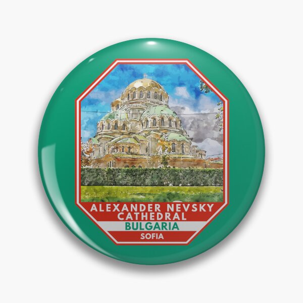 Item preview, Alexander Nevsky Cathedral Sofia Bulgaria Watercolor Badge designed and sold by KrisSidDesigns.