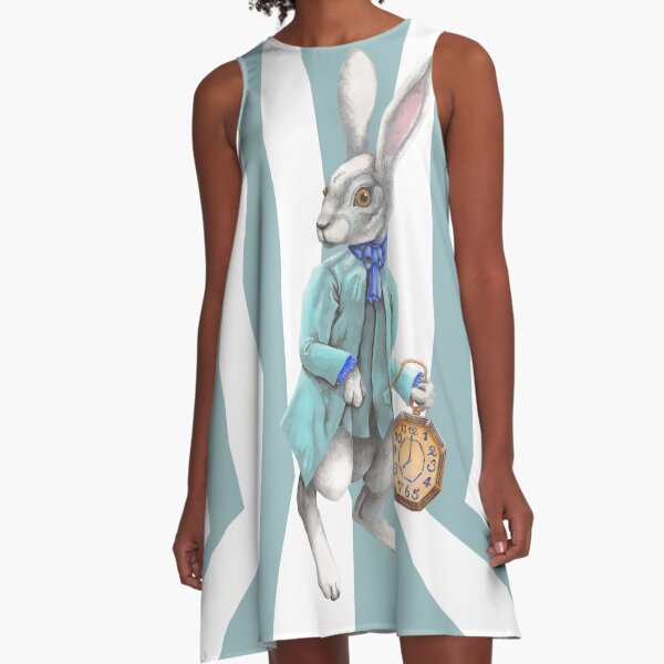 Follow the White Rabbit A-Line Dress