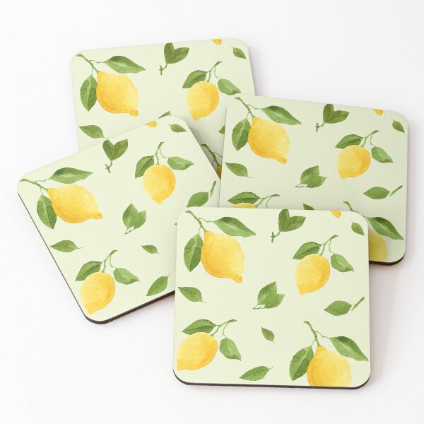 Item preview, Bright yellow watercolor lemons seamless pattern on light green background. designed and sold by helga-wigandt.
