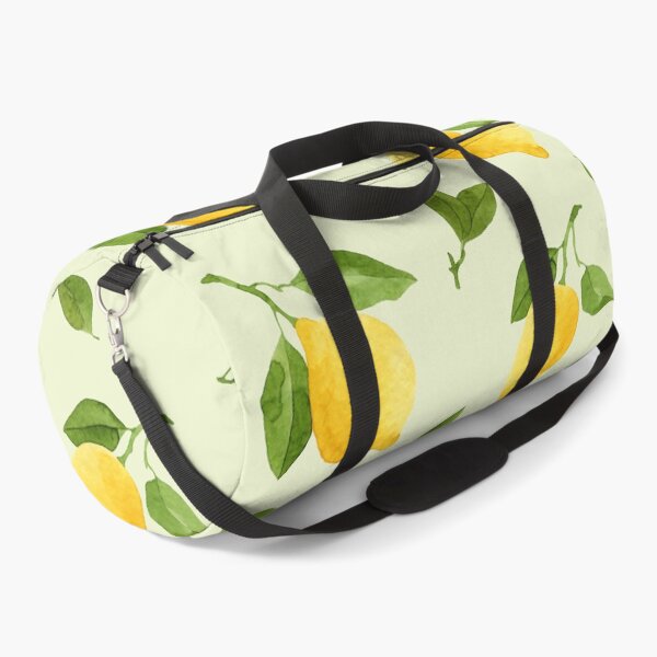Item preview, Bright yellow watercolor lemons seamless pattern on light green background. designed and sold by helga-wigandt.
