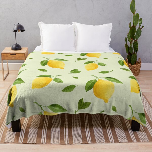 Item preview, Bright yellow watercolor lemons seamless pattern on light green background. designed and sold by helga-wigandt.