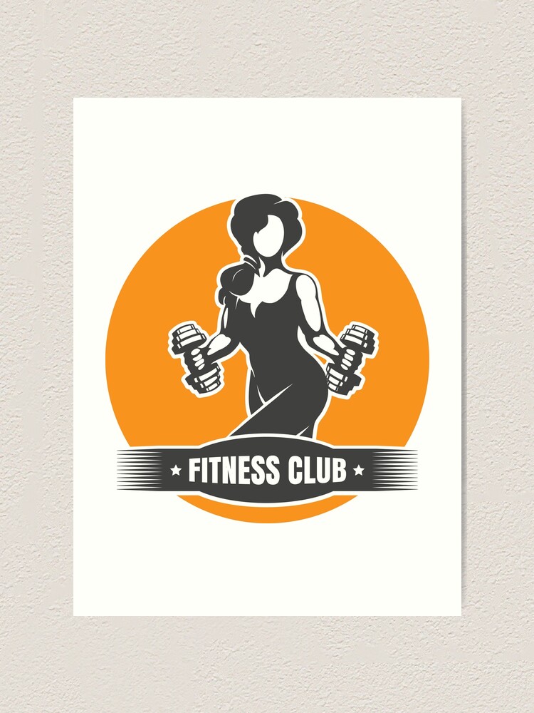 Fitness Club Logo With Training Athletic Woman Art Print By