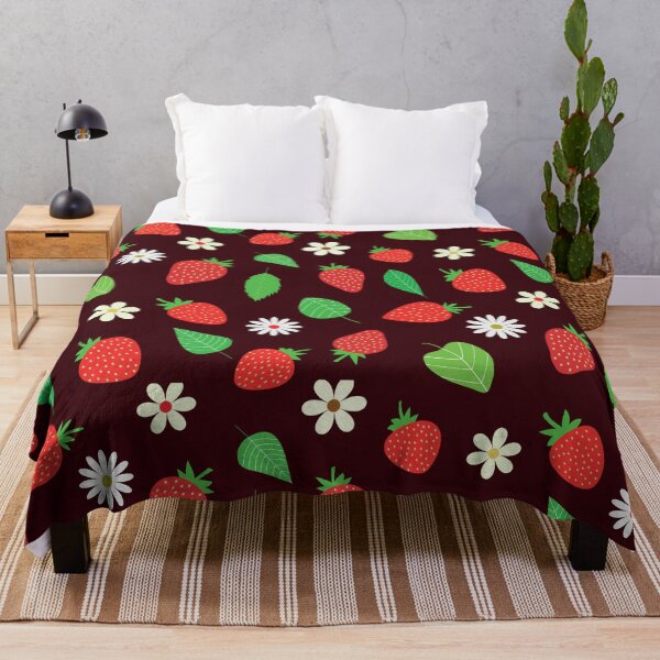 Item preview, Strawberry pattern with flowers and green leaves designed and sold by Yasminepatterns .