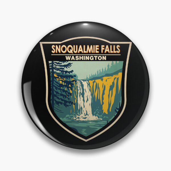 Item preview, Snoqualmie Falls Washington Waterfall Badge designed and sold by KrisSidDesigns.