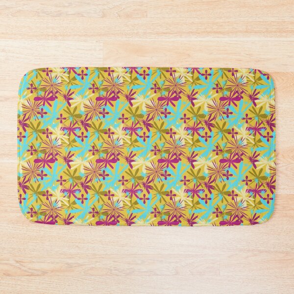 geometry  abstraction doodle  zigzags lines flowers Bath Mat
