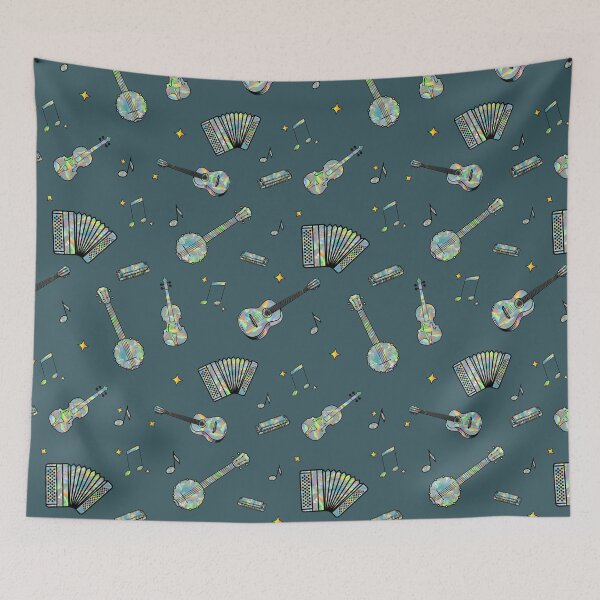 Item preview, Holographic Bluegrass Musical Instruments Sticker Pack/Seamless Pattern designed and sold by bloody-L.