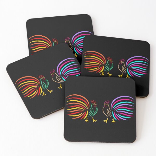 Los Gallos The Roosters | Twenty Four Wild Coasters (Set of 4)