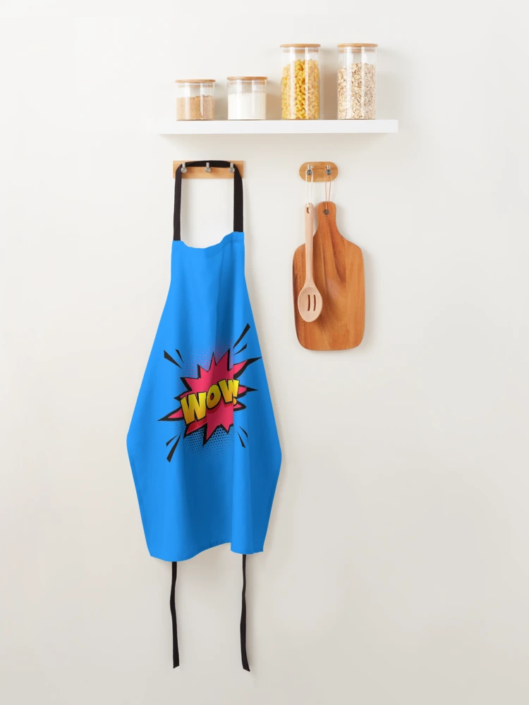 Thumbnail 4 of 6, Apron, Comic speech WOW! designed and sold by ReydaDesign.