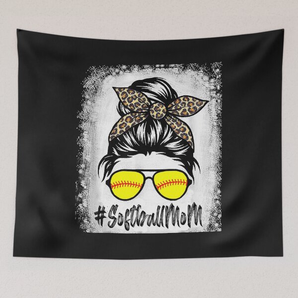 Item preview, Bleached Softball Mom Life con Leopard y Messy Bun Player designed and sold by zorinaabzs143.