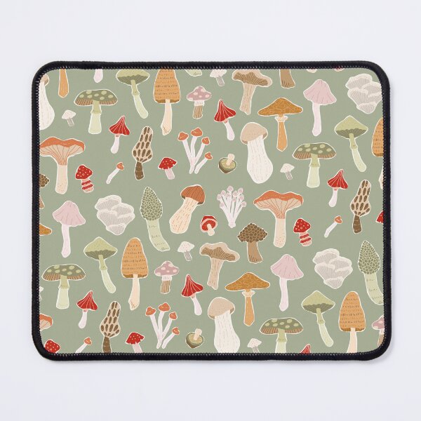Item preview, Mushrooms - Sage Green Background designed and sold by HappyCatPrints.