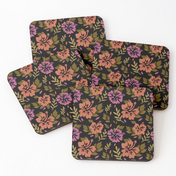 Item preview, Hibiscus Orange Pink Flowers design with Green tones of leaves  designed and sold by WildCanyon.