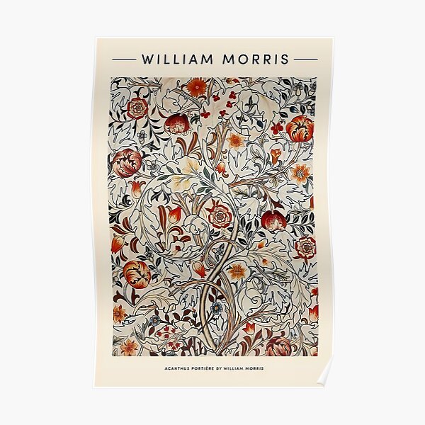 William Morris Flower Red Poster