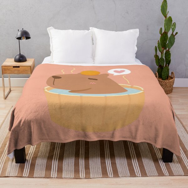 Item preview, Cute Brown Capybara Chilling in an Onsen with Orange on Top of Their Head designed and sold by quinellie.