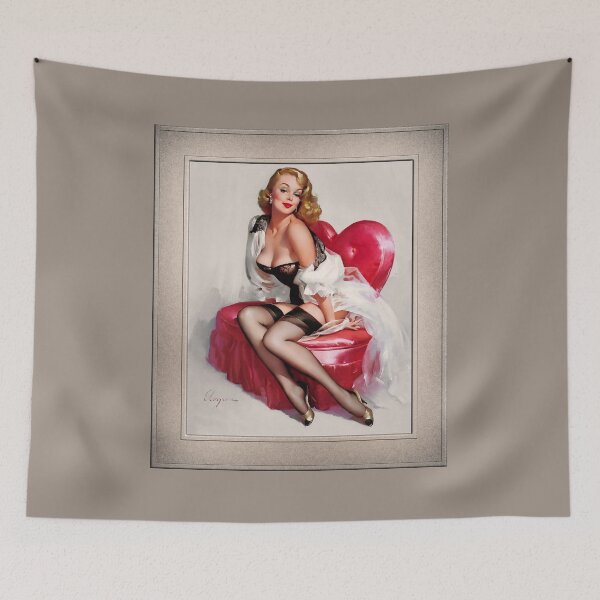 Item preview, My Heart Shaped Loveseat by Gil Elvgren Remastered Vintage Art Xzendor7 Reproductions designed and sold by Xzendor7 Digital Art Creations.