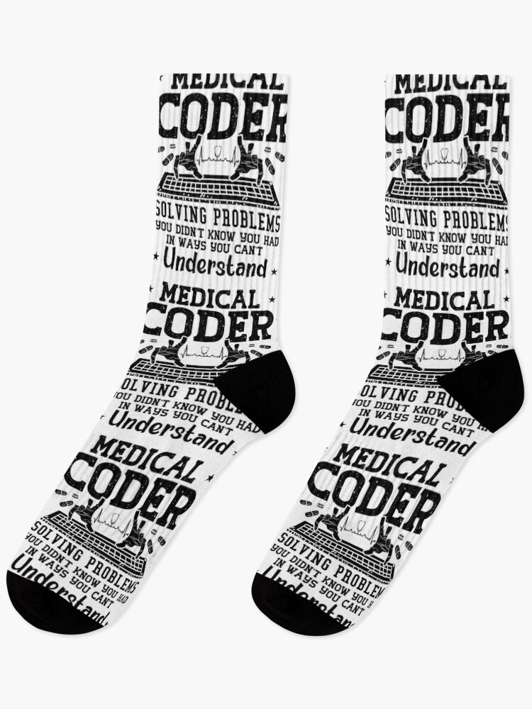 Thumbnail 1 of 5, Socks, Medical Coder Solving Problems Coding Assistant designed and sold by tshirtconcepts.