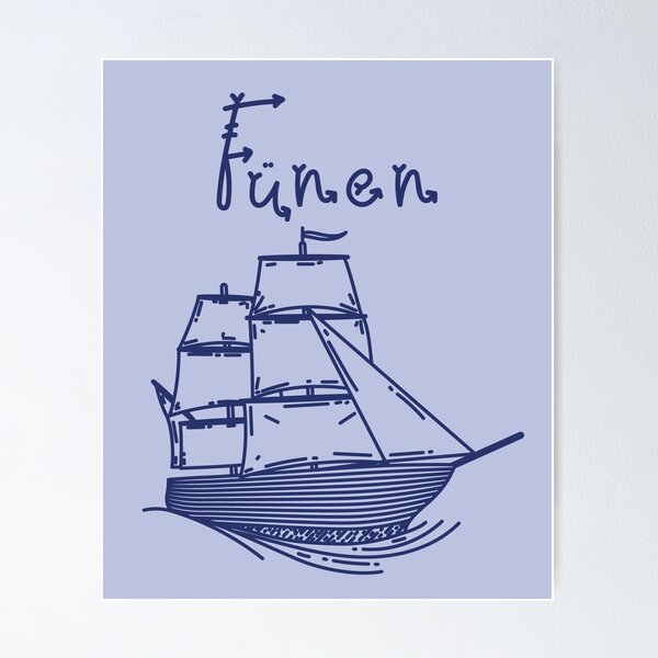 Item preview, Funen Baltic Sea island vacation with blue sailing ship designed and sold by Denis Rösler.
