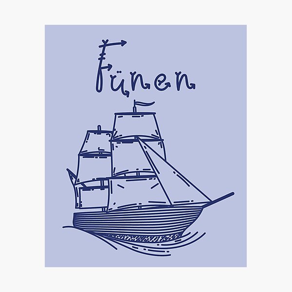 Item preview, Funen Baltic Sea island vacation with blue sailing ship designed and sold by Denis Rösler.