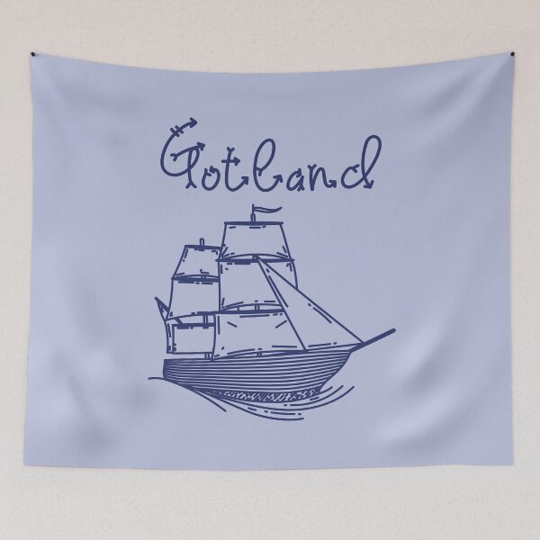 Item preview, Gotland baltic sea island vacation with blue sailing ship designed and sold by Denis Rösler.