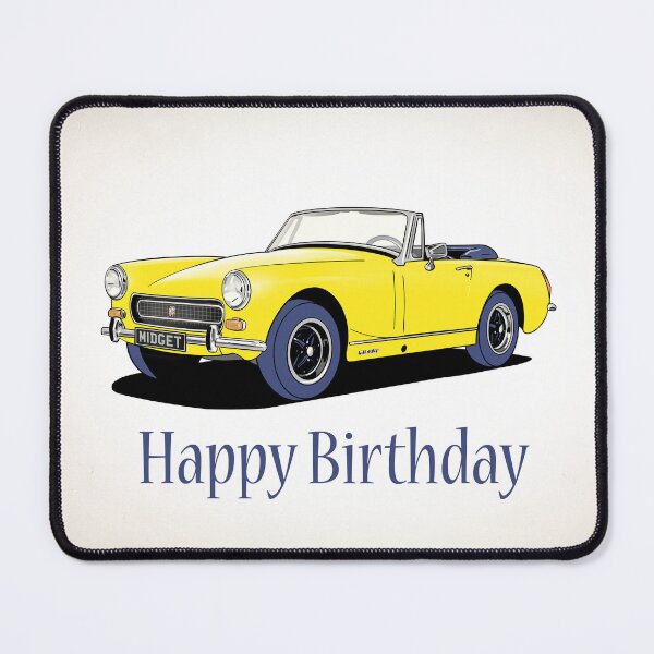 Item preview, MG Midget Yellow Car Birthday Card designed and sold by Webazoot Industries - Car Art.
