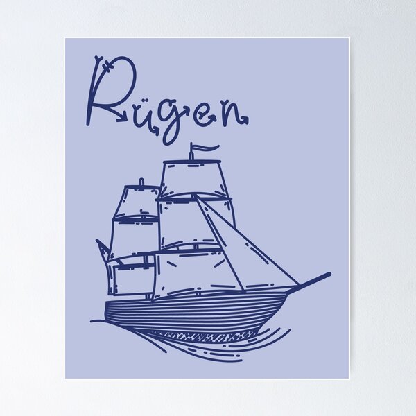 Item preview, Rügen Baltic Sea island vacation with blue sailing ship designed and sold by Denis Rösler.
