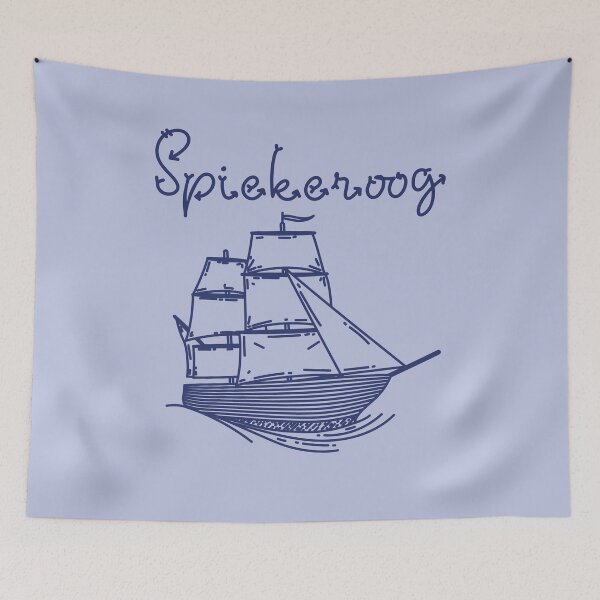 Item preview, Spiekeroog holiday North Sea island blue sailing ship designed and sold by Denis Rösler.