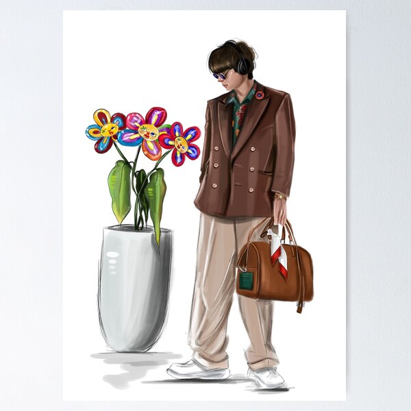 Item preview, Taehyung airport fashion illustration  designed and sold by MarmarArts.