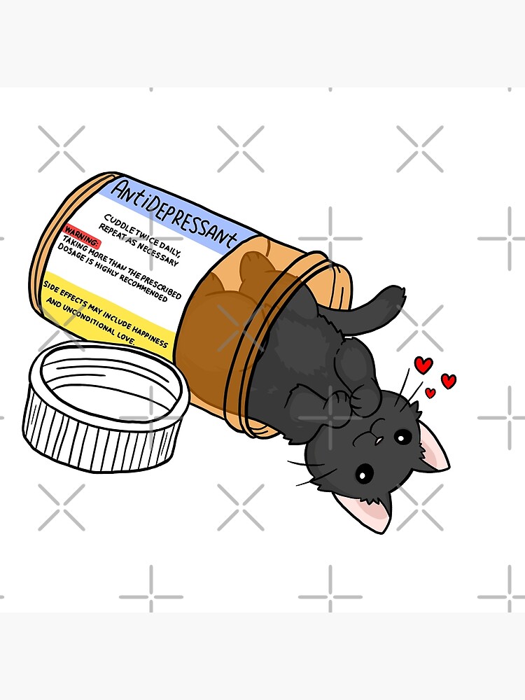 Thumbnail 2 of 2, Art Board Print, kitty antidepressant love medicine designed and sold by sivelobanova.