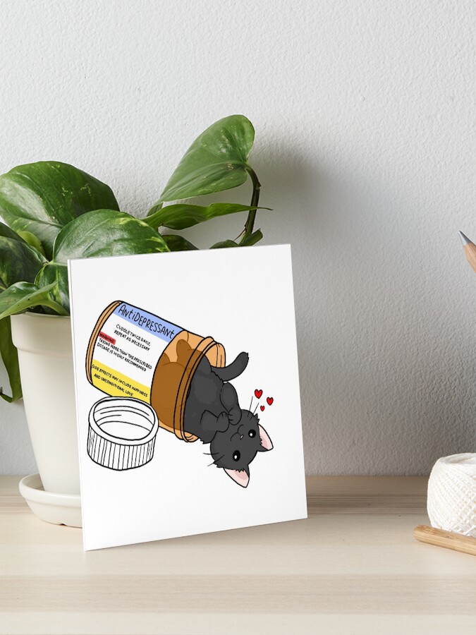 Thumbnail 1 of 2, Art Board Print, kitty antidepressant love medicine designed and sold by sivelobanova.