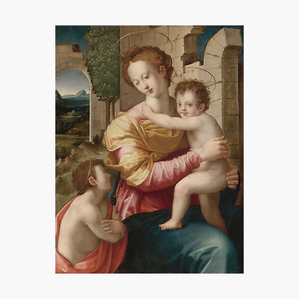 Item preview, Madonna and Child with Saint John the Baptist by Michele Tosini, called Michele di Ridolfo del Ghirlandaio - Vintage Art designed and sold by RickE.