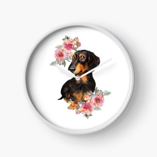 Item preview, Cute Dachshund Puppy Dog and Flowers Watercolor Art designed and sold by adriana-holmes.