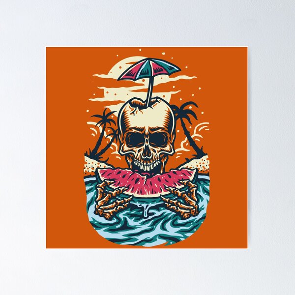 Item preview, Skull eating watermelon on the beach designed and sold by Proud Pro Gifts.